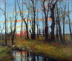 Woodland At Sunset by Cesare Bentivoglio