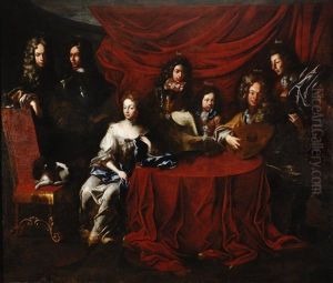 A Portrait Of Countess Marie Adelheid Hroznata Of Kokorov With Her Six Sons
