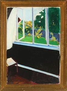 Interior With View Of A Garden by Axel Bentzen