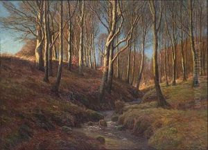 A Stream Flowing Through A Wooded Glade by Fritz Johannes Bentzen-Billkvist