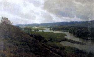 Danische Heidelandschaft Mit Flusslauf
