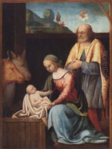 The Holy Family With The Annunciation To The Shepherds Beyond