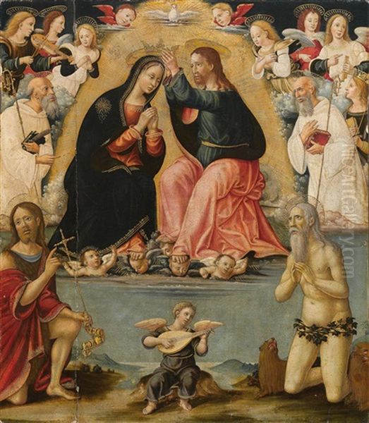 Marienkronung Mit Der Heiligen Ursula, Dem Heiligen Bernhard Von Chiaravalle, Dem Heiligen Benedikt Und Den Heiligen Onophrius Und Johannes Dem Taufer - view 1