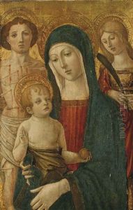 Vierge A L'enfant Entouree De Saint Sebastien Et De Sainte Lucie by Benvenuto di Giovanni