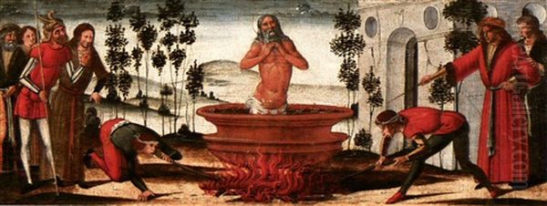 Saint John The Evangelist In A Vat Of Boiling Oil: A Predella Panel - view 1