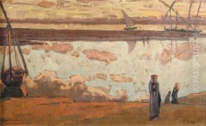 Porteuses D'eau Sur Les Bords Du Nil by Pierre Joseph Bepi-Martin