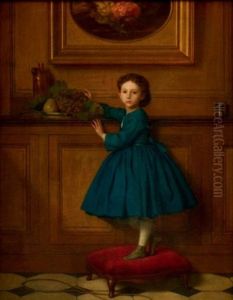 Portrait D'une Petite Fille Avec Une Corbeille De Fruit by Jean Baptiste Antoine Emile Beranger