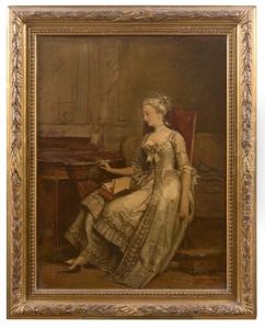 Une Jeune Elegante Assoupie by Jean Baptiste Antoine Emile Beranger