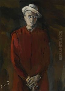 Le Clown Rouge & Scene De Rue (a Double-sided Work) by Christian Berard