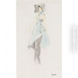 Dessin De Mode Representant Une Des Creations Du, Grand Couturier Francais Jacques Fath by Christian Berard