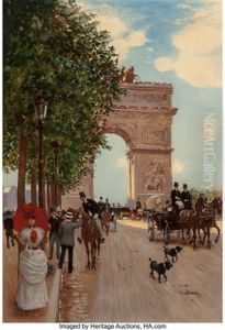 L'arc De Triomphe, Champs-elysees by Jean Beraud