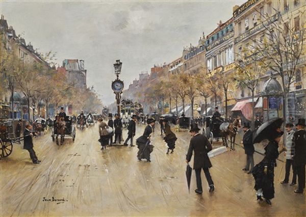 Scene De Grands Boulevards, Un Jour De Pluie - view 1