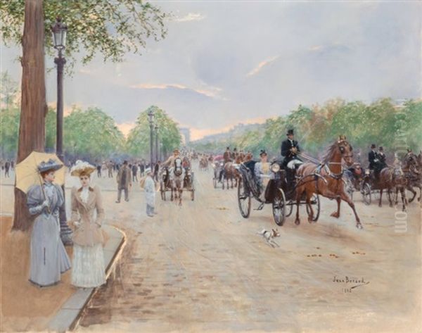 Sur Les Champs Elysees by Jean Beraud