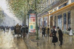 Les Grands Boulevards (cafe Americain) by Jean Beraud