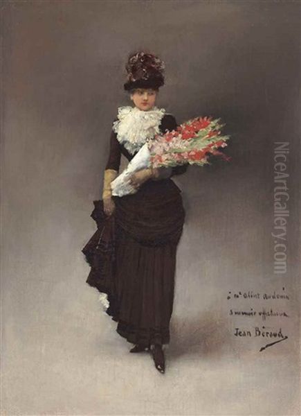 Jeune Femme Au Bouquet De Fleurs - view 1