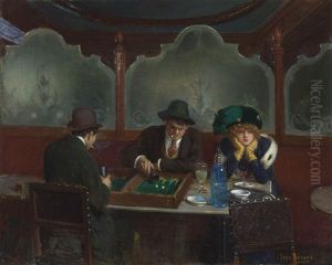Les Joueurs De Jacquet Backgammon by Jean Beraud