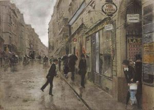 Rue De Richelieu Sous La Pluie by Jean Beraud