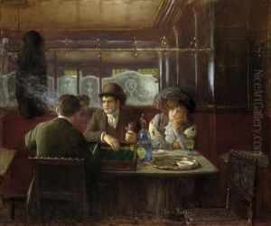 Au Cafe (die Backgammon Spieler) by Jean Beraud