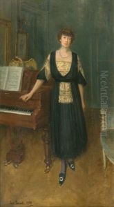 Portrait D'elegante Devant Un Piano by Jean Beraud