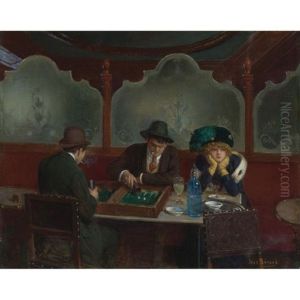 Les Joueurs De Jacquet Backgammon by Jean Beraud