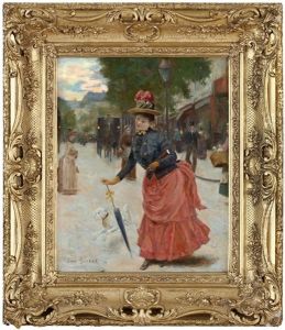 Boulevardscen Med Elegant Dam by Jean Beraud