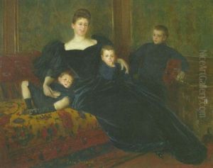 Maguerite Fernand Bourdet Et Ses Trois Fils by Jean Beraud