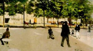 On The Paris Boulevard by Jean Beraud