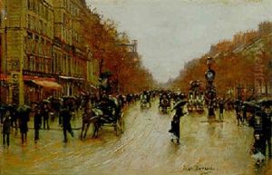 A Rainy Boulevard, Paris by Jean Beraud