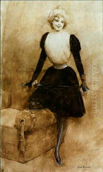 Jeune Femme Au Fleuret - view 1
