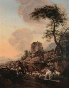 Castello Con Rovine by Nicolaes Berchem