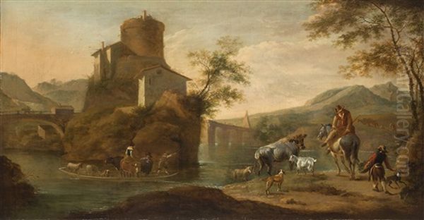 River Landscape With Shepherds And Herds - view 1