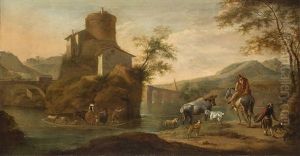 River Landscape With Shepherds And Herds