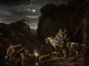Paisaje Nocturno Con Personajes by Nicolaes Berchem