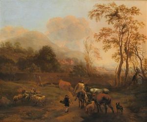 A Southern Landscape With Shepherds And Their Flock by Nicolaes Berchem
