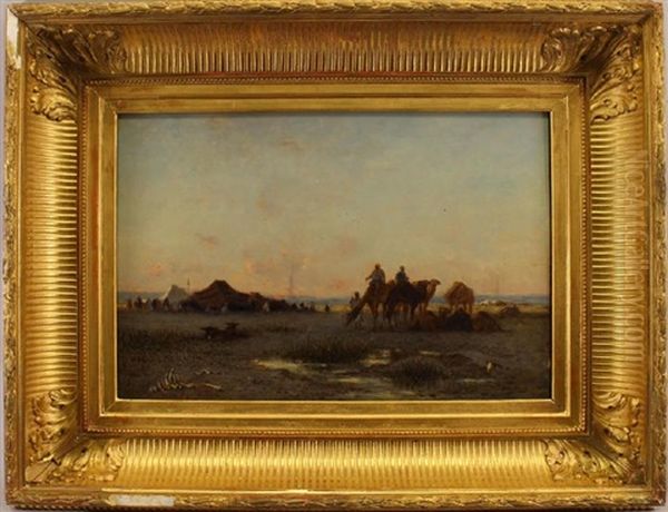 Orientalist Painting Of A Bedouin Encampment by Narcisse Berchere