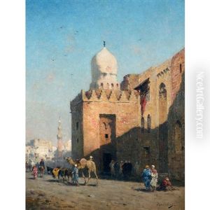 Devant La Mosquee Au Caire by Narcisse Berchere
