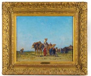 Campement De Chameliers by Narcisse Berchere