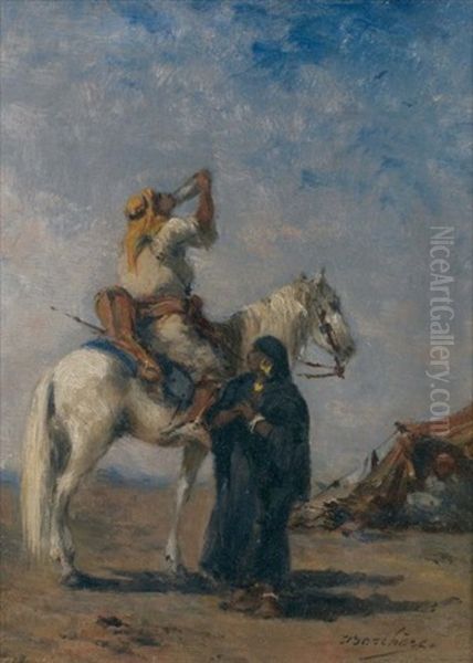 Cavalier Arabe Se Desalterant - view 1