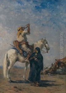 Cavalier Arabe Se Desalterant by Narcisse Berchere