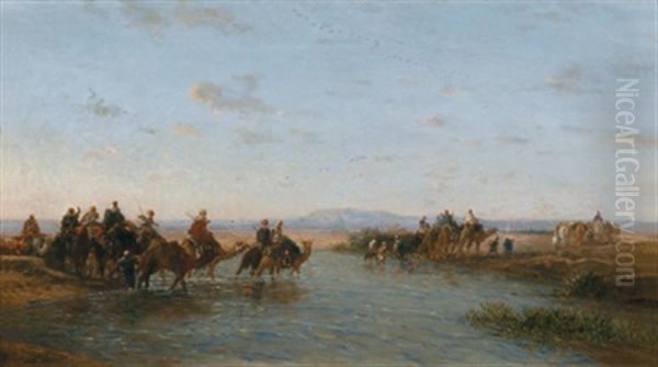 Karawane Uberquert Einen Fluss - view 1