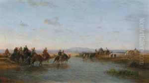 Karawane Uberquert Einen Fluss