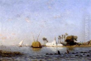 Felouques Sur Le Nil by Narcisse Berchere