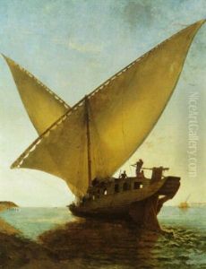 "dabahieh" Barque Sur Le Nil, Egypte by Narcisse Berchere