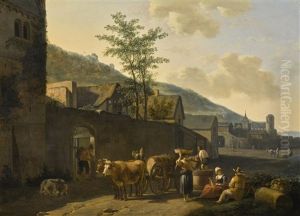 Landscape With Figures And Cattle Before A City Wall Landscape With Figures And Cattle Before A City Wall