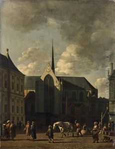 La Place Du Dam Animee, Amsterdam by Gerrit Adriaensz Berckheyde
