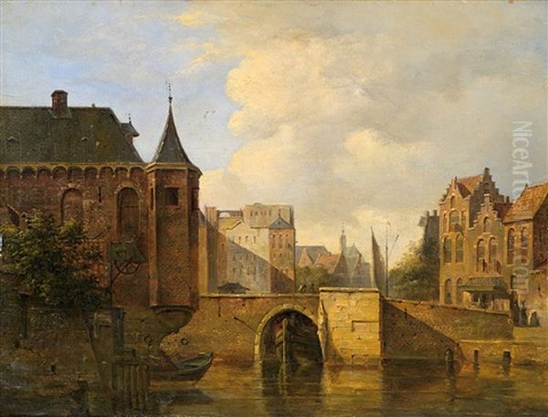 Ansicht Einer Hollandischen Stadt Mit Blick Auf Eine Gracht - view 1