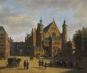 A View Of The Binnenhof In The Hague With The Ridderzaal by Gerrit Adriaensz Berckheyde
