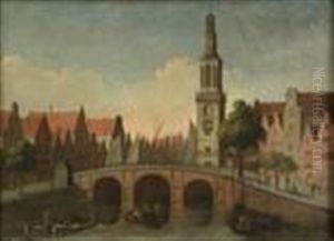 View Of The Singel With The Jan Roodenpoortstoren, Amsterdam by Gerrit Adriaensz Berckheyde