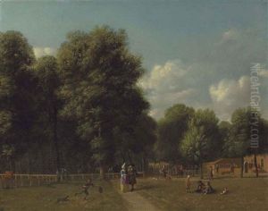 A View Of Haarlemmerhout, Near Haarlem, With Elegant Figures On A Path And Children Playing