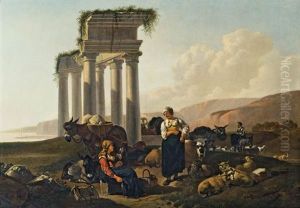 Landschaft Mit Frauen Und Viehherde Vor Einer Ruine Landschaft Mit Frauen Und Viehherde Vor Einer Ruine
